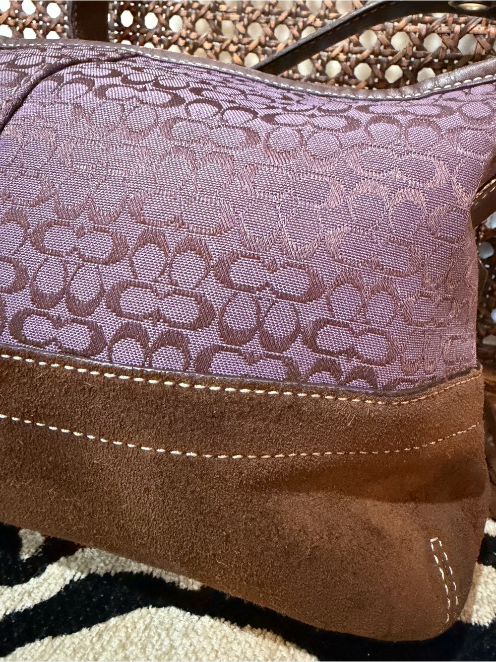 Coach Vintage Legacy East West Duffle Purple Signature Jacquard Shoulder Bag - Picture 16 of 16